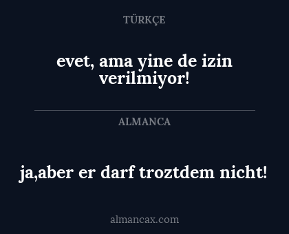 evet, ama yine de izin verilmiyor! - ja,aber er darf troztdem nicht!