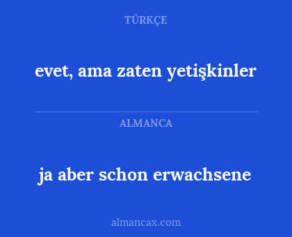 evet, ama zaten yetişkinler - ja aber schon erwachsene