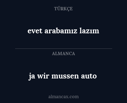 ja wir mussen auto - evet arabamız lazım