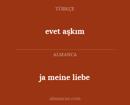 ja meine liebe - evet aşkım