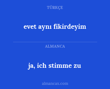 ja, ich stimme zu - evet aynı fikirdeyim