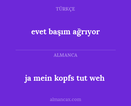 evet başım ağrıyor - ja mein kopfs tut weh