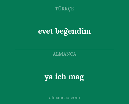 evet beğendim - ya ich mag