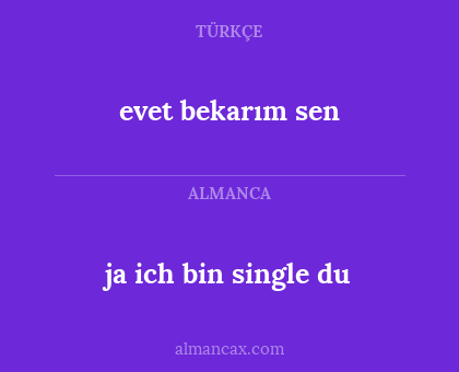 evet bekarım sen - ja ich bin single du