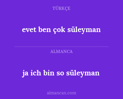 ja ich bin so süleyman - evet ben çok süleyman