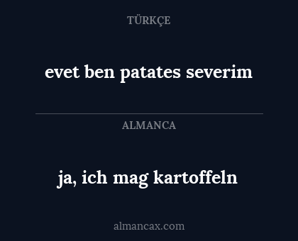 evet ben patates severim - ja, ich mag kartoffeln