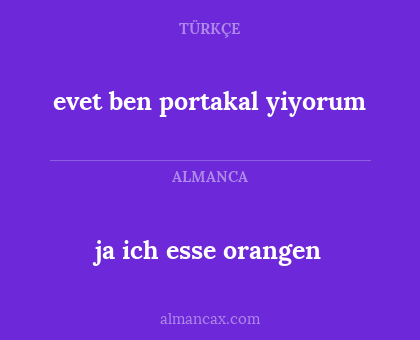 ja ich esse orangen - evet ben portakal yiyorum