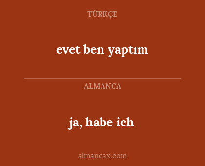 ja, habe ich - evet ben yaptım