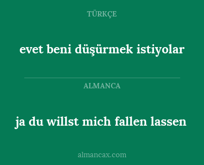 evet beni düşürmek istiyolar - ja du willst mich fallen lassen
