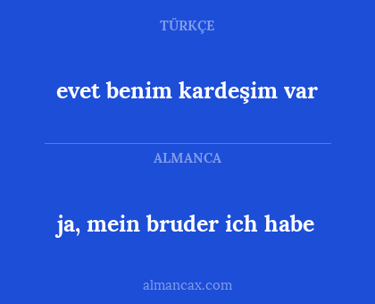 ja, mein bruder ich habe - evet benim kardeşim var
