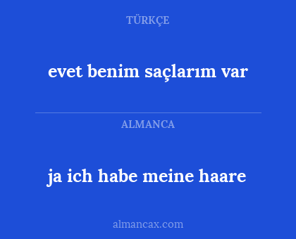 evet benim saçlarım var - ja ich habe meine haare