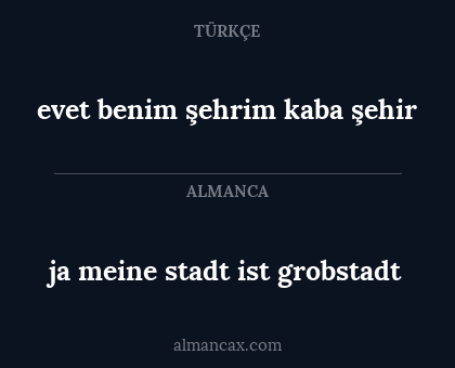 ja meine stadt ist grobstadt - evet benim şehrim kaba şehir