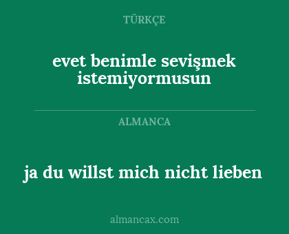 ja du willst mich nicht lieben - evet benimle sevişmek istemiyormusun