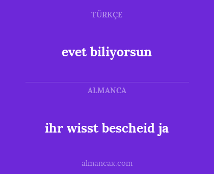ihr wisst bescheid ja - evet biliyorsun
