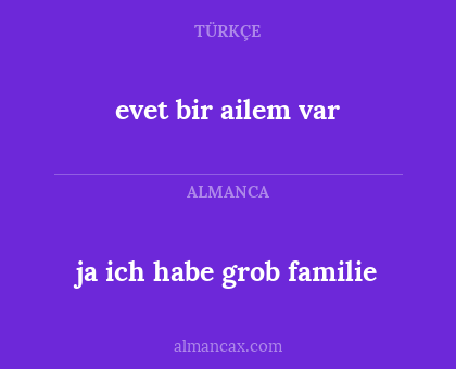 evet bir ailem var - ja ich habe grob familie