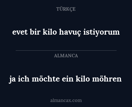 ja ich möchte ein kilo möhren - evet bir kilo havuç istiyorum