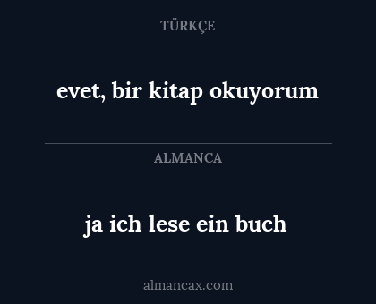 evet, bir kitap okuyorum - ja ich lese ein buch