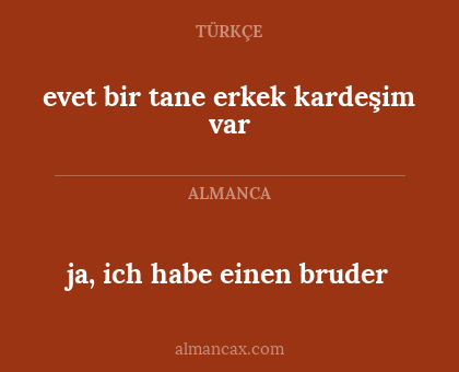 ja, ich habe einen bruder - evet bir tane erkek kardeşim var