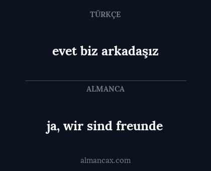 ja, wir sind freunde - evet biz arkadaşız
