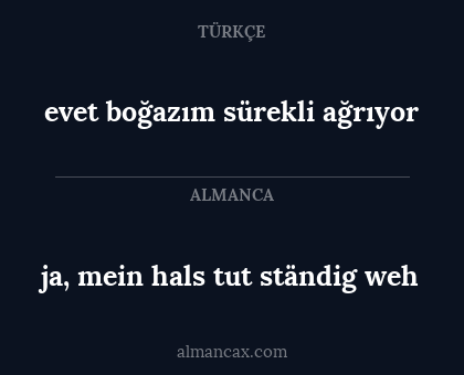 evet boğazım sürekli ağrıyor - ja, mein hals tut ständig weh