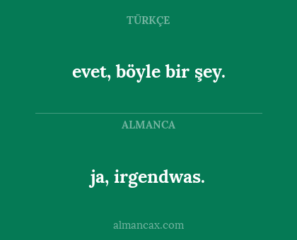 ja, irgendwas. - evet, böyle bir şey.