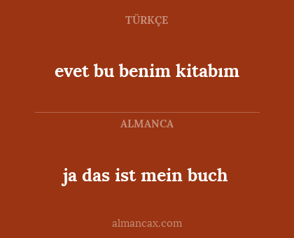 ja das ist mein buch - evet bu benim kitabım