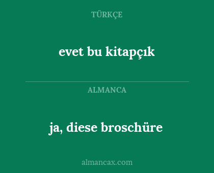 ja, diese broschüre - evet bu kitapçık