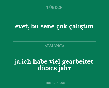 evet, bu sene çok çalıştım - ja,ich habe viel gearbeitet dieses jahr