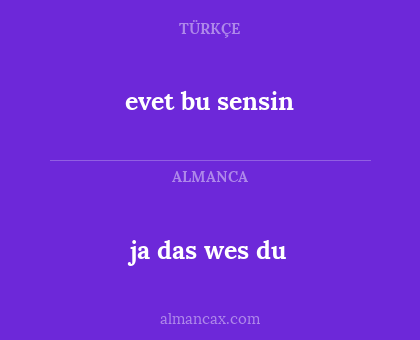 evet bu sensin - ja das wes du