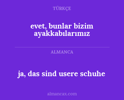 evet, bunlar bizim ayakkabılarımız - ja, das sind usere schuhe