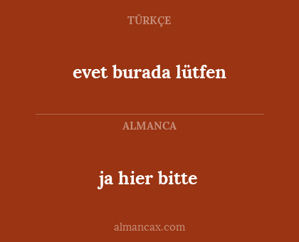 evet burada lütfen - ja hier bitte