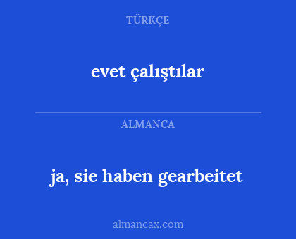 evet çalıştılar - ja, sie haben gearbeitet