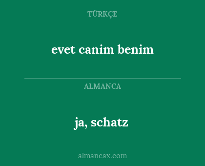 ja, schatz - evet canim benim