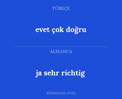 ja sehr richtig - evet çok doğru