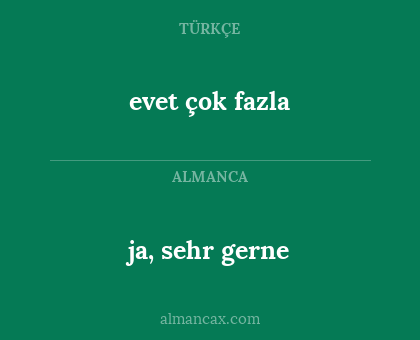 ja, sehr gerne - evet çok fazla