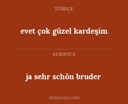 ja sehr schön bruder - evet çok güzel kardeşim