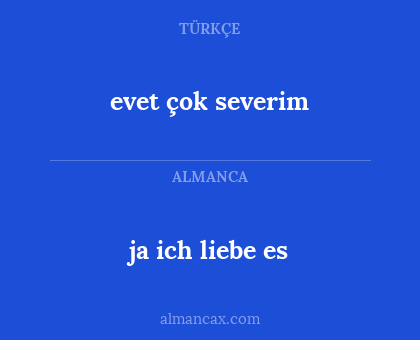 evet çok severim - ja ich liebe es
