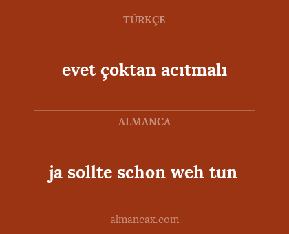 ja sollte schon weh tun - evet çoktan acıtmalı