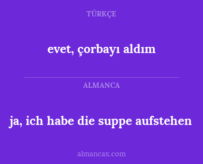 ja, ich habe die suppe aufstehen - evet, çorbayı aldım
