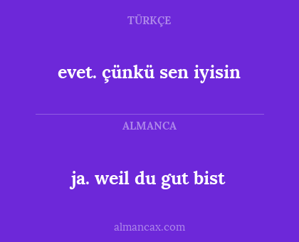 ja. weil du gut bist - evet. çünkü sen iyisin