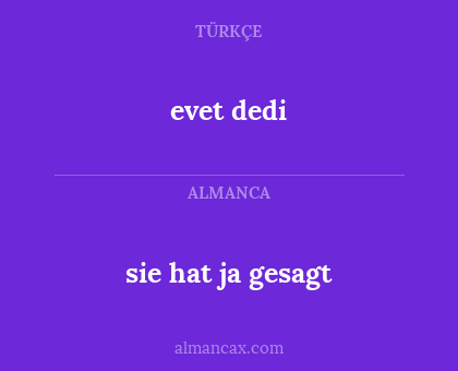 sie hat ja gesagt - evet dedi