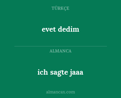evet dedim - ich sagte jaaa