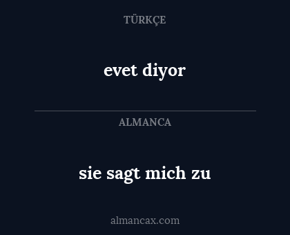 sie sagt mich zu - evet diyor