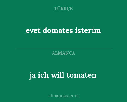 evet domates isterim - ja ich will tomaten