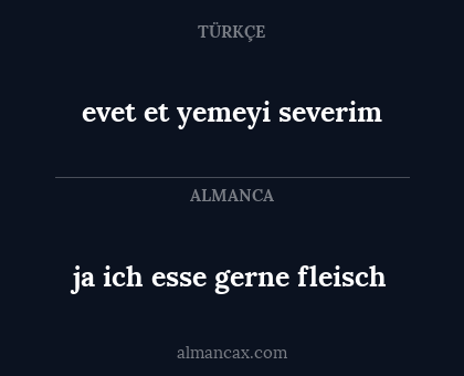 ja ich esse gerne fleisch - evet et yemeyi severim