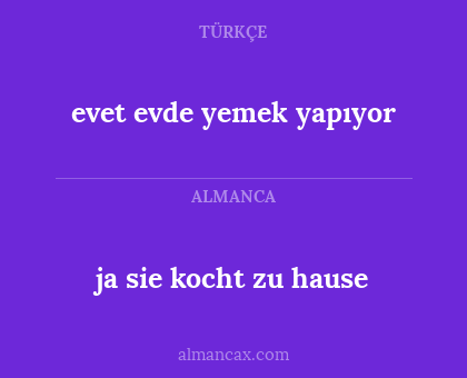 ja sie kocht zu hause - evet evde yemek yapıyor