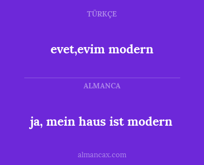 ja, mein haus ist modern - evet,evim modern