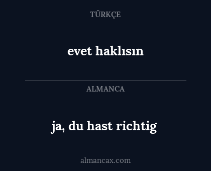 evet haklısın - ja, du hast richtig