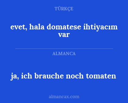 ja, ich brauche noch tomaten - evet, hala domatese ihtiyacım var