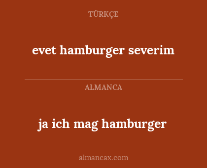 ja ich mag hamburger - evet hamburger severim